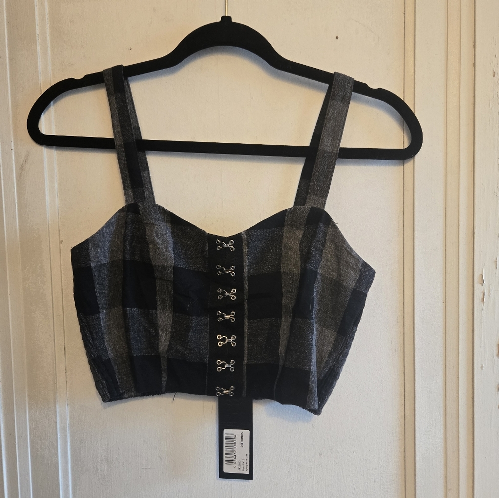 Gray And Black Plaid Crop Top From Disturbia, Us Size 4 Uk Size 8